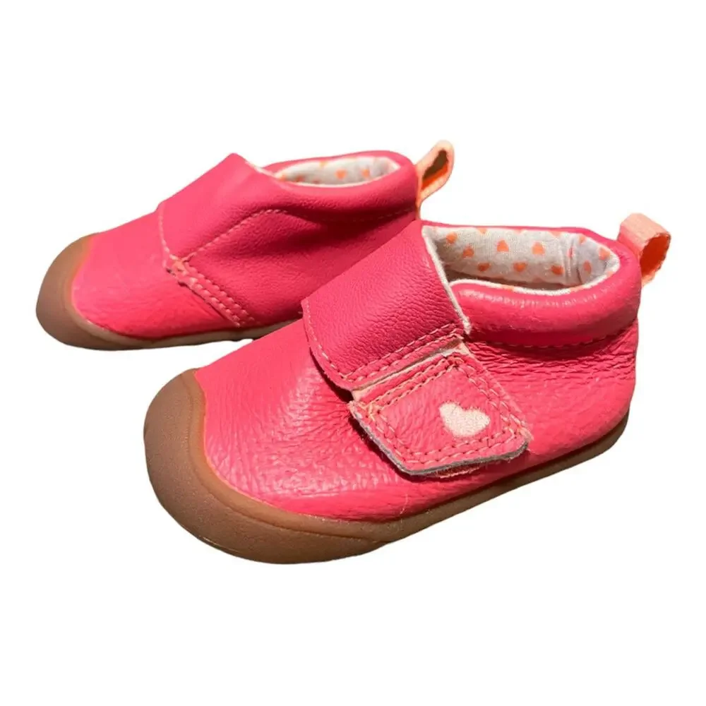 Carter's Baby Shoes Booties Rubber Sole Sz 2.5 Pink ABBY-P4 First Steps No Slip